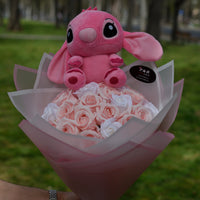 Buchet Trandafiri cu Stitch și Angel