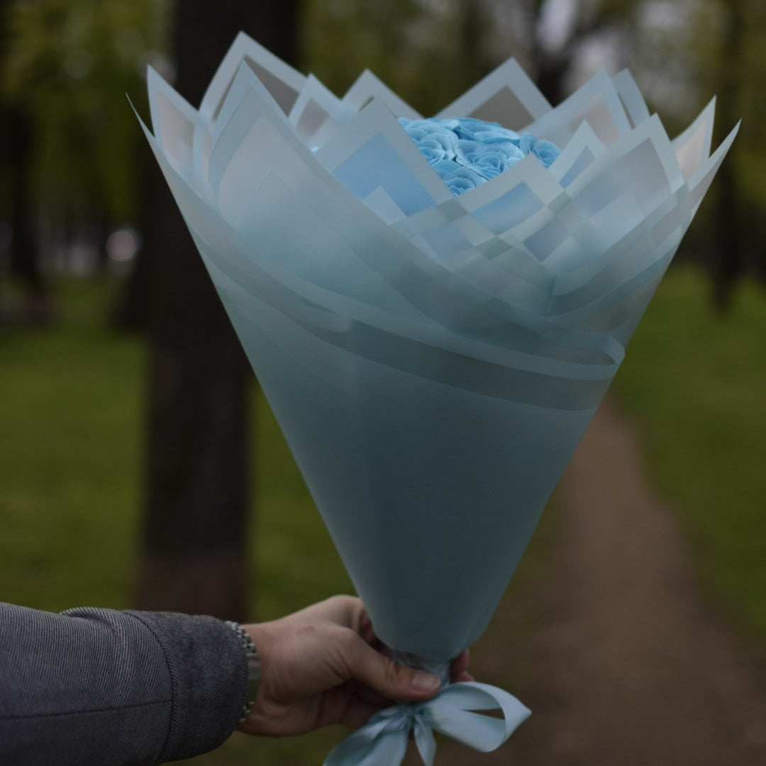 Buchet 21 Trandafiri Premium Albastru Royal