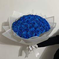 Buchet Trandafiri Premium Cu Sclipici Albastru