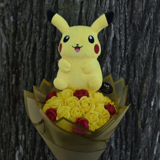 Buchet trandafiri cu Pikachu