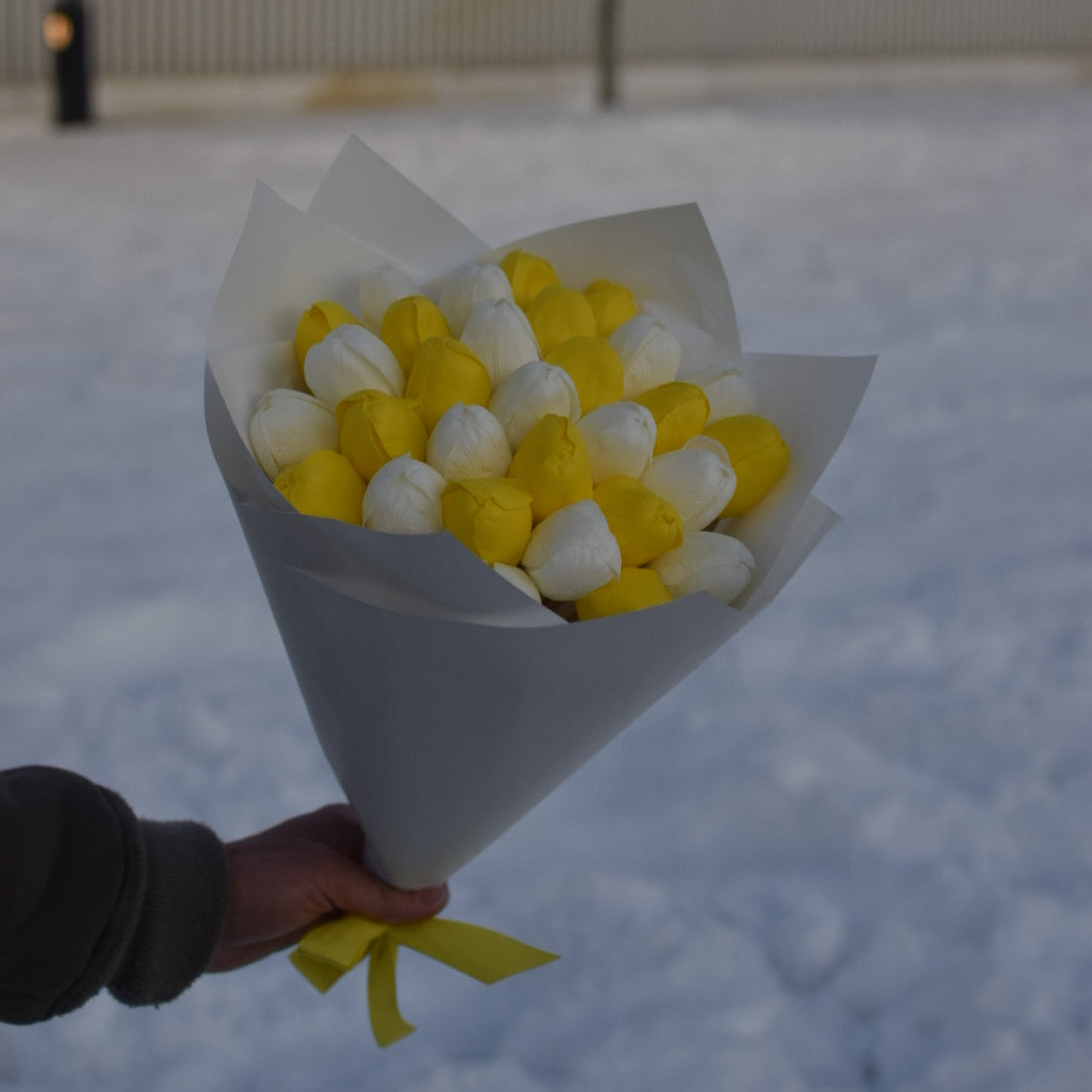 Buchet Lalele Alb și Galben ⚪️🟡