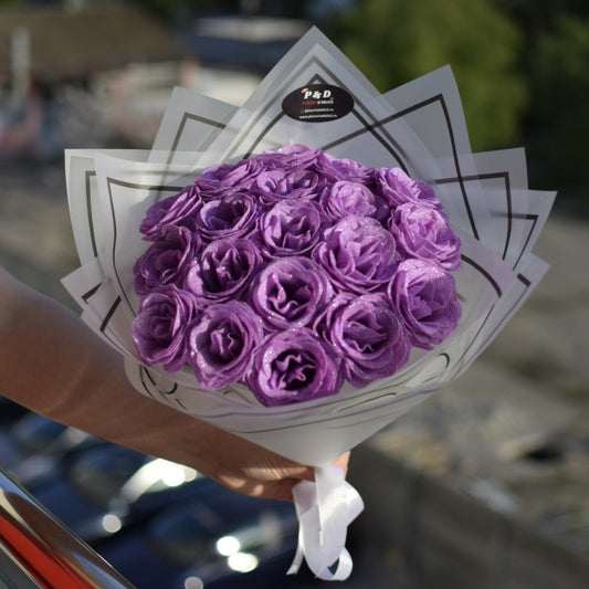 Buchet Trandafiri Royal Cu Sclipici Premium Mov