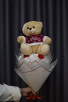 Buchet Crăciun Premium cu 31 Trandafiri și Ursuleț Festiv